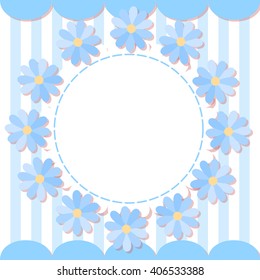 Cute vector flower photo frame. Baby shower card. Scrapbook elements. Vector sweet illustration. 
