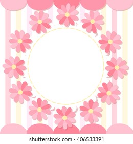 Cute vector flower photo frame. Baby shower card. Scrapbook elements. Vector sweet illustration. 