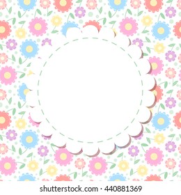 Lindo marco de fotos de flores de Vector. Tarjeta de la ducha del bebé.