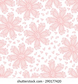 Cute vector flower seamless pattern. Pink beautiful  print.