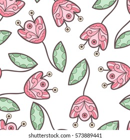 Cute vector flower seamless pattern. Abstract print with flowers. Elegant beautiful nature floral ornament for fabric, wrapping and textile. Scrapbook colorful paper