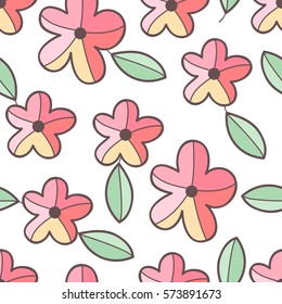 Cute vector flower seamless pattern. Abstract print with flowers. Elegant beautiful nature floral ornament for fabric, wrapping and textile. Scrapbook colorful paper