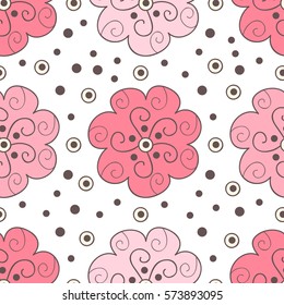Cute vector flower seamless pattern. Abstract print with flowers. Elegant beautiful nature floral ornament for fabric, wrapping and textile. Scrapbook colorful paper