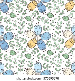 Cute vector flower seamless pattern. Abstract print with flowers. Elegant beautiful nature floral ornament for fabric, wrapping and textile. Scrapbook colorful paper