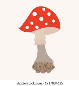 Cute vector fly agaric drawn by hand