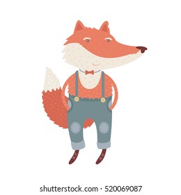 Cute vector fox. Cartoon animals. Fairy fox