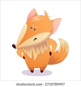 Un lindo zorro de Vector está disgustado. Zorro, emoción, ira, irritación, Vector, descontento.