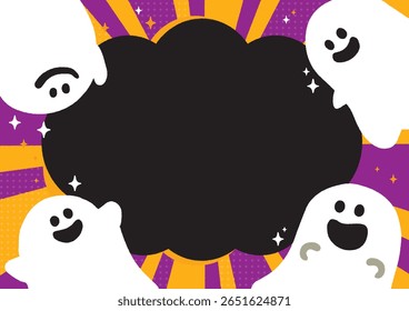 Cute vector frame with Halloween ghosts