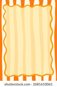 Cute vector frame with orange wavy stripes and wavy border for Thanksgiving, Harvest backgrounds
