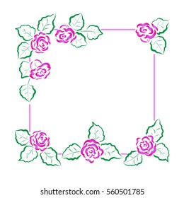 Cute vector frames for Valentine's Day and other holidays. Square labels for the text and border of roses.