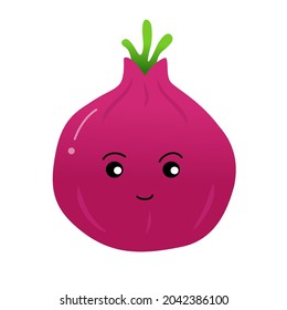 cute vector fresh whole red onion bulbs