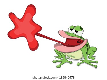 Cute Vector Frog With Long Tongue