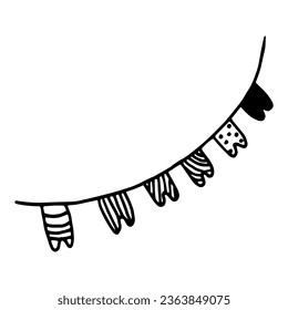 Cute vector garland for New Year's decorations. Hand-drawn doodle illustration. Cartoon holiday clipart for Christmas decor, festive greetings, cards, and apparel.