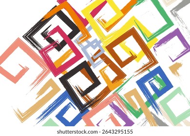 Cute vector geometric seamless pattern. Brush strokes, arrows. Hand drawn grunge texture.