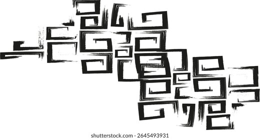 Cute vector geometric seamless pattern. Brush strokes, arrows. Hand drawn grunge texture.