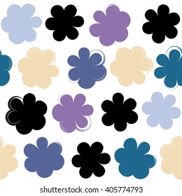 Cute vector geometric seamless pattern. Brush strokes. Hand drawn grunge texture. Abstract forms. Endless texture can be used for printing onto fabric or paper.