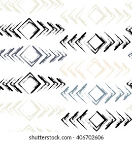 Cute vector geometric seamless pattern. Brush strokes. Hand drawn grunge texture. Abstract forms. Endless texture can be used for printing onto fabric or paper.