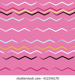 Cute vector geometric seamless pattern. Brush strokes, wavy lines. Hand drawn grunge texture. Abstract forms. Endless texture can be used for printing onto fabric or paper.