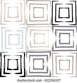 Cute vector geometric seamless pattern. Brush strokes. Hand drawn grunge texture. Abstract forms. Endless texture can be used for printing onto fabric or paper.