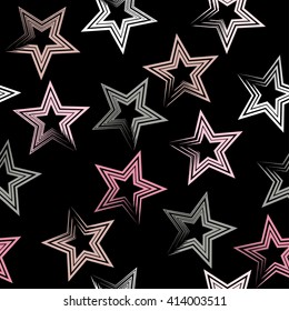 Cute vector geometric seamless pattern. Brush strokes and. Hand drawn grunge texture. Abstract forms. Endless texture can be used for printing onto fabric or paper.