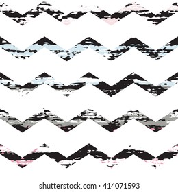 Cute vector geometric seamless pattern. Brush strokes, wavy lines. Hand drawn grunge texture. Abstract forms. Endless texture can be used for printing onto fabric or paper.