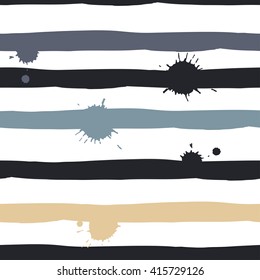 Cute vector geometric seamless pattern. Brush strokes and blots. Abstract forms. Endless texture can be used for printing onto fabric or paper.