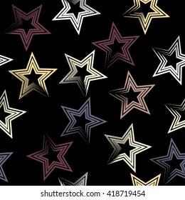 Cute vector geometric seamless pattern. Brush strokes and. Hand drawn grunge texture. Abstract forms. Endless texture can be used for printing onto fabric or paper.