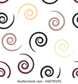 Cute vector geometric seamless pattern. Brush strokes, swirl. Hand drawn grunge texture. Abstract forms. Endless texture can be used for printing onto fabric or paper.