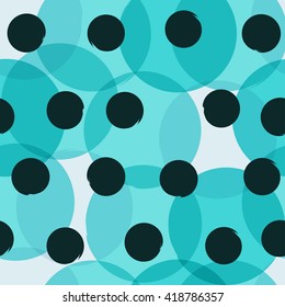 Cute vector geometric seamless pattern . Polka dots and stripes. Brush strokes. Hand drawn grunge texture. Abstract forms. Endless texture can be used for printing onto fabric or paper.