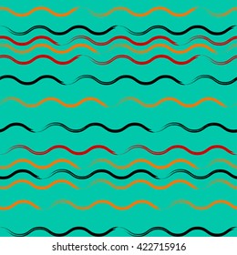 Cute vector geometric seamless pattern. Brush strokes. Hand drawn grunge texture. Abstract forms. Endless texture can be used for printing onto fabric or paper.