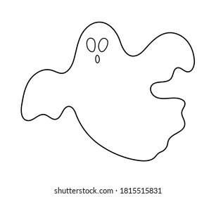Cute vector ghost. Black and white Halloween character icon. Autumn all saints eve illustration with flying spook. Samhain party coloring page for kids. 
