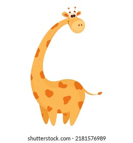 Cute vector giraffe in cartoon style isolated on white background