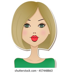 Cute vector girl avatar icon. 