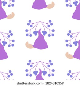 Cute vector gnomes in a Christmas decor, seamless pattern design
