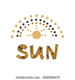 Cute vector gold sun rainbow 
