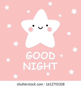 Cute vector good night card with cartoon stars