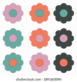 Cute vector graphic animal star heart cat rabbit flower 
