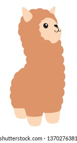Cute vector graphic brown fluffy alpacas or llamas 
