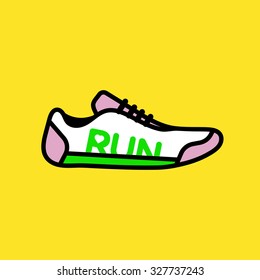 Cute vector graphic illustration of a sport shoe for running