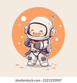 A cute vector graphic of a smiling astronaut on a holiday