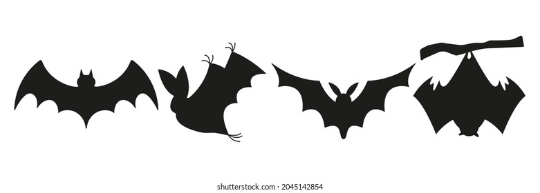 Cuto vector murciélago Halloween en 4 diferentes variedades ilustración o icono