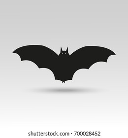 Cute vector Halloween bat icon, element, object, logos badge, label for holiday card, invitation and party design.