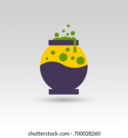 Cute vector Halloween potion icon, element, object, logos badge, label for holiday card, invitation and party design.