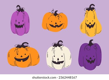 cute vector halloween pumpkin colection