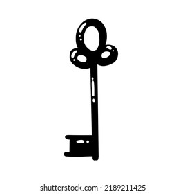 Cute vector hand drawn black and white key mark sign symbol illustration set collection in scribble comic doodle style on white background. 