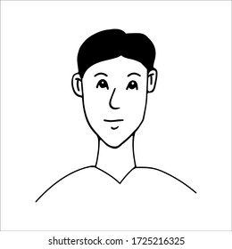 Un retrato de doodle dibujado a mano por un vector lindo. Para el logo de la barbería con diferentes cortes de pelo. Gente de garabatos positiva. Aislado sobre fondo blanco.