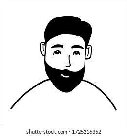 Un retrato de doodle dibujado a mano por un vector lindo. Para el logo de la barbería con diferentes cortes de pelo. Gente de garabatos positiva. Aislado sobre fondo blanco.