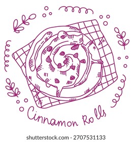 cute vector hand drawn illustration of cinnamon rolls