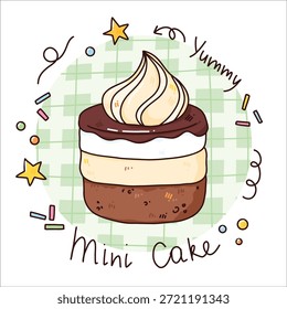 Lindo Vector dibujado a mano ilustración de la torta Cmini