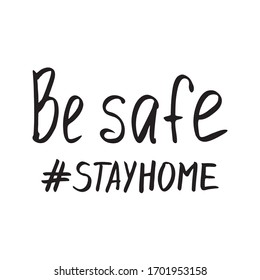 Cute vector hand drawn lettering about coronavirus, Covid-19, Stay Home, work in home. Pandemic protection. Quarantine positive doodle icons, home elements. Isolated on white background.